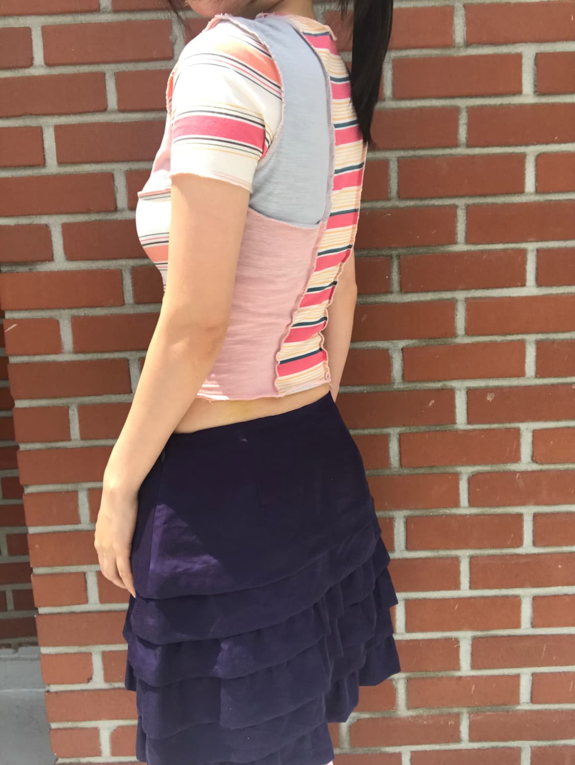 vintage stripe pattern corp top 상품이미지3