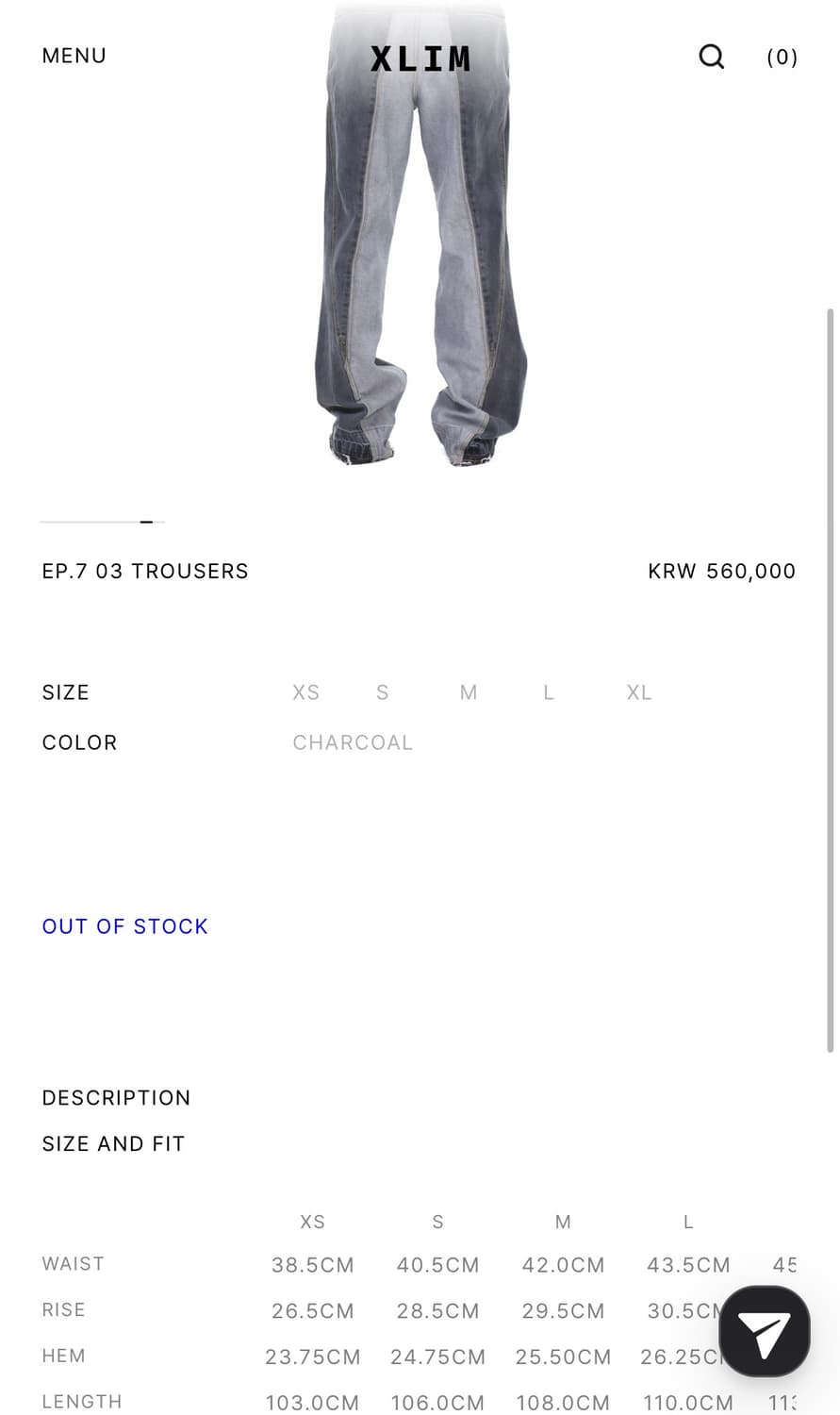 xlim ep7. 03 trousers 차콜 Msize 상품이미지3