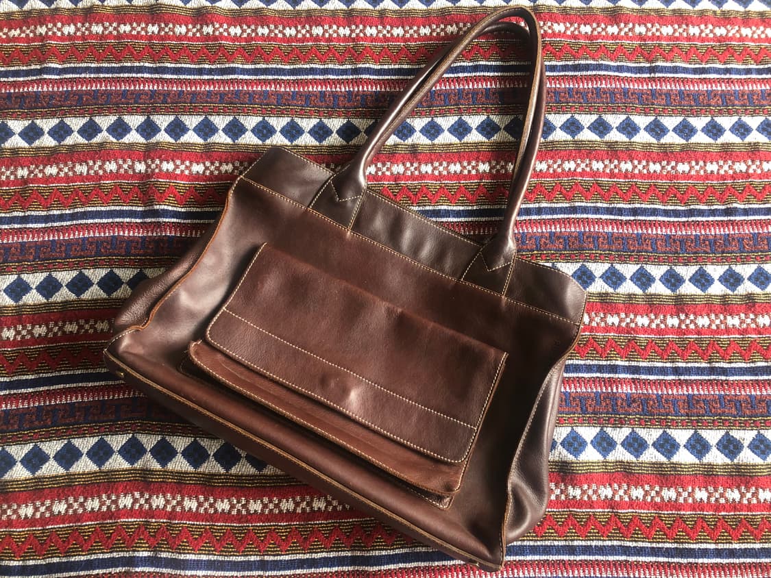 피카드 브라운 레더 토트백 상품이미지1