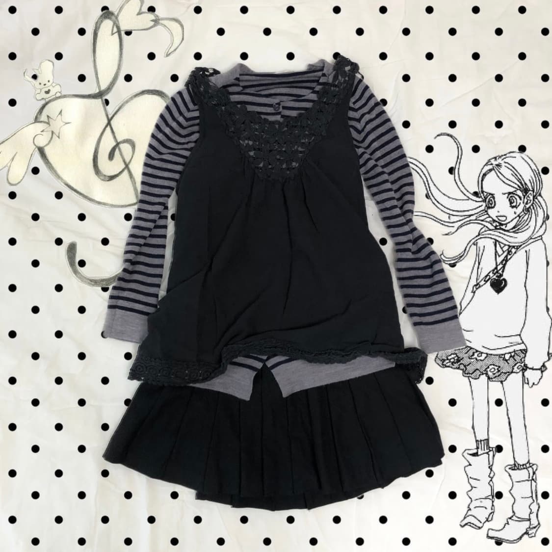 Sugar Sugar Rune 𖥔 쇼콜라 무채색 코디 세트 3p 상품이미지1