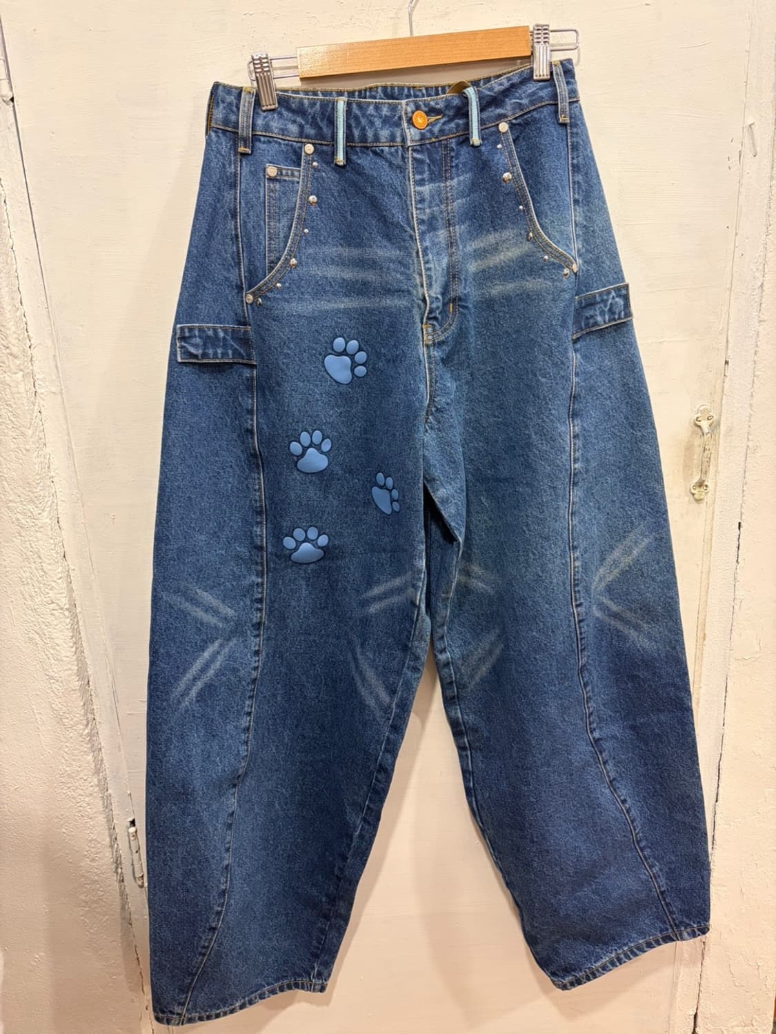 발바닥 프린팅 데님와이드팬츠 상품이미지3