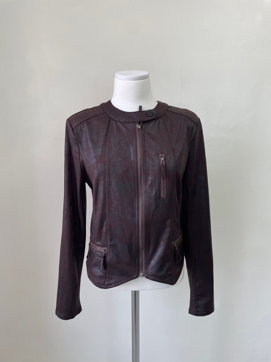 빈티지 크랙가공 브라운 집업 자켓 y2k goa  J04213 상품이미지1