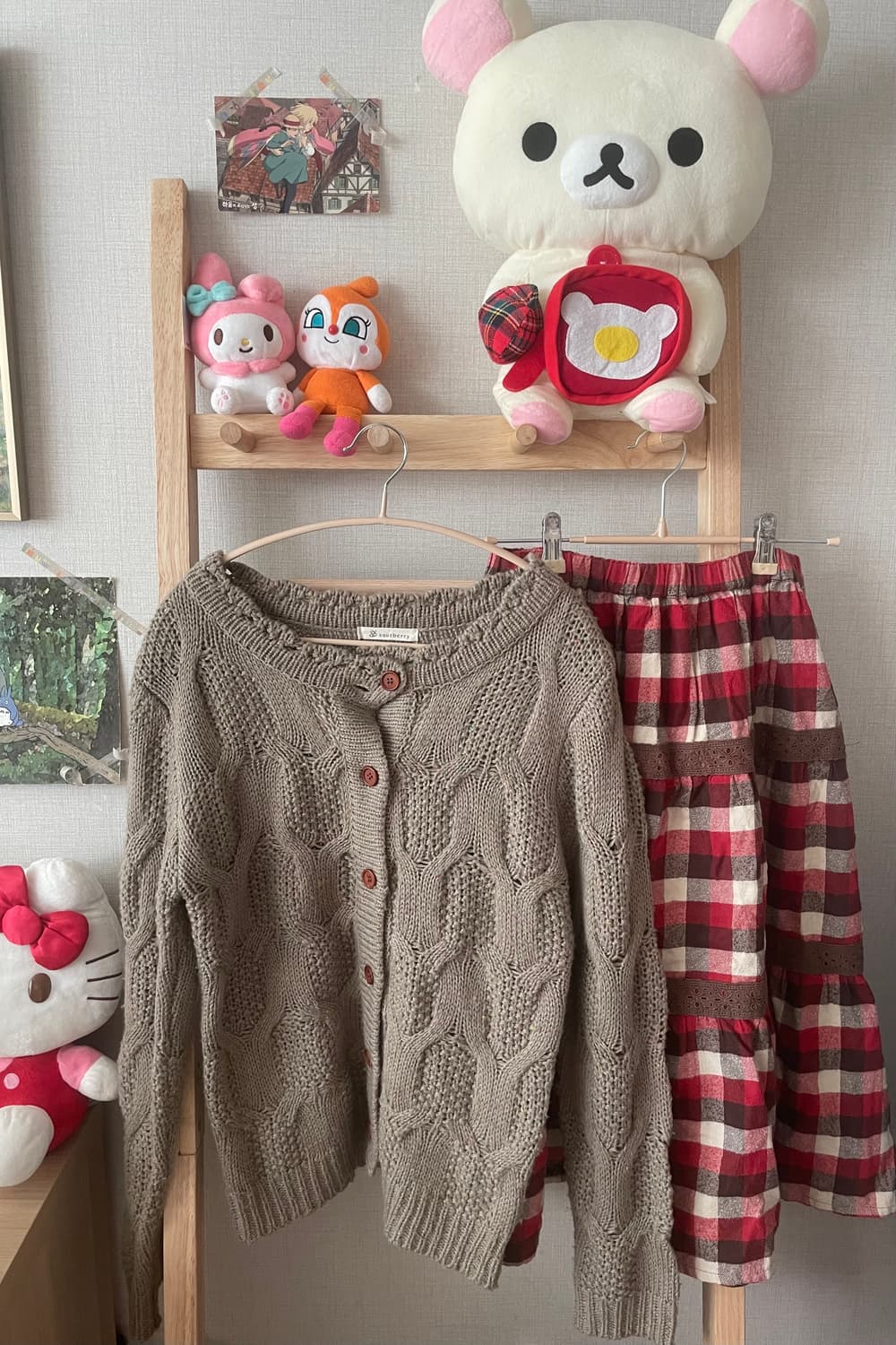 모리걸 빈티지 딸기초코 바선생 가디건 세트 ♥️🤎 상품이미지4