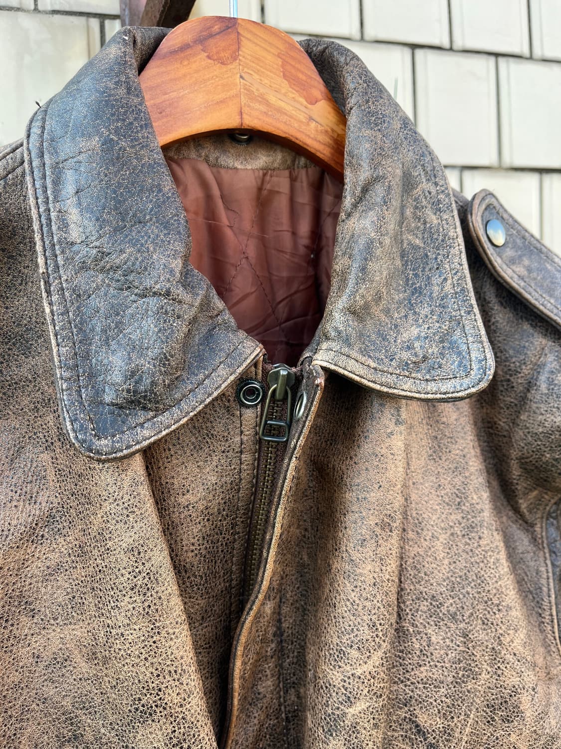 Vintage 소 가죽 브라운 붐버자켓 상품이미지3