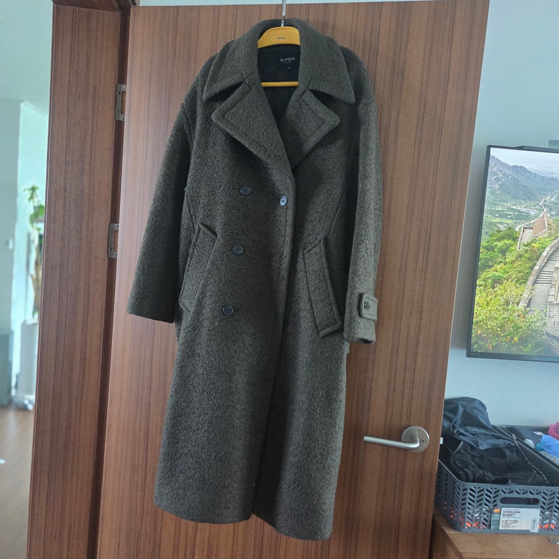 올리브그린 패딩롱코트 상품이미지1