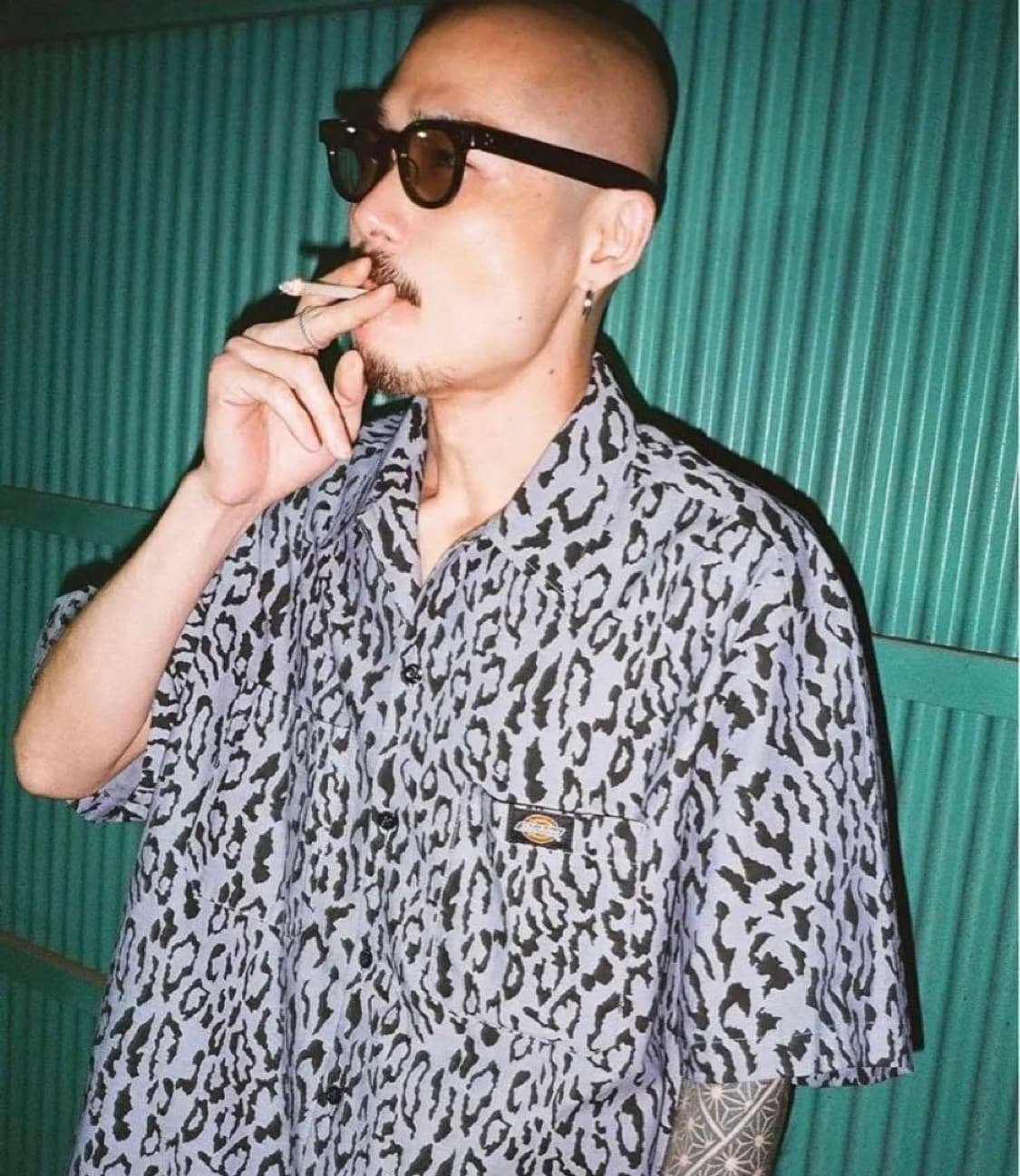 와코마리아 x 디키즈 레오파드 버튼업 반팔 워크 셔츠 그레이 M 상품이미지1