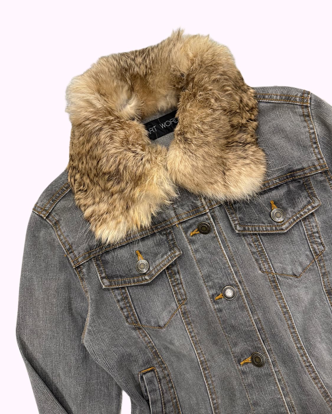 fur collar grey denim jacket 상품이미지3