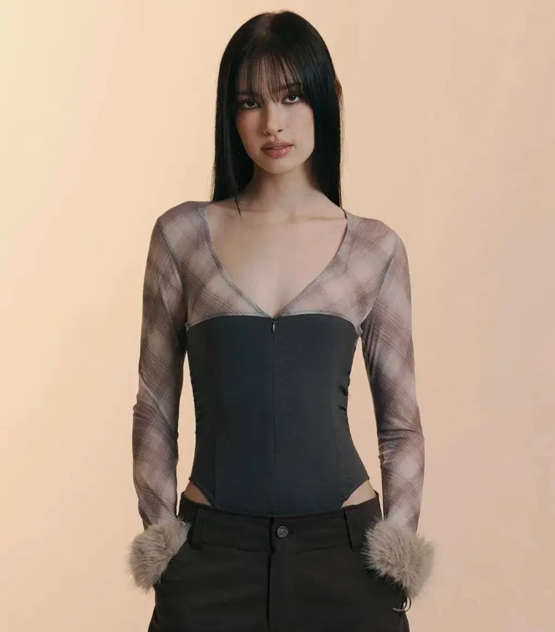 플리즈노팔로우 바디수트 Etta Check Bodysuit 상품이미지1