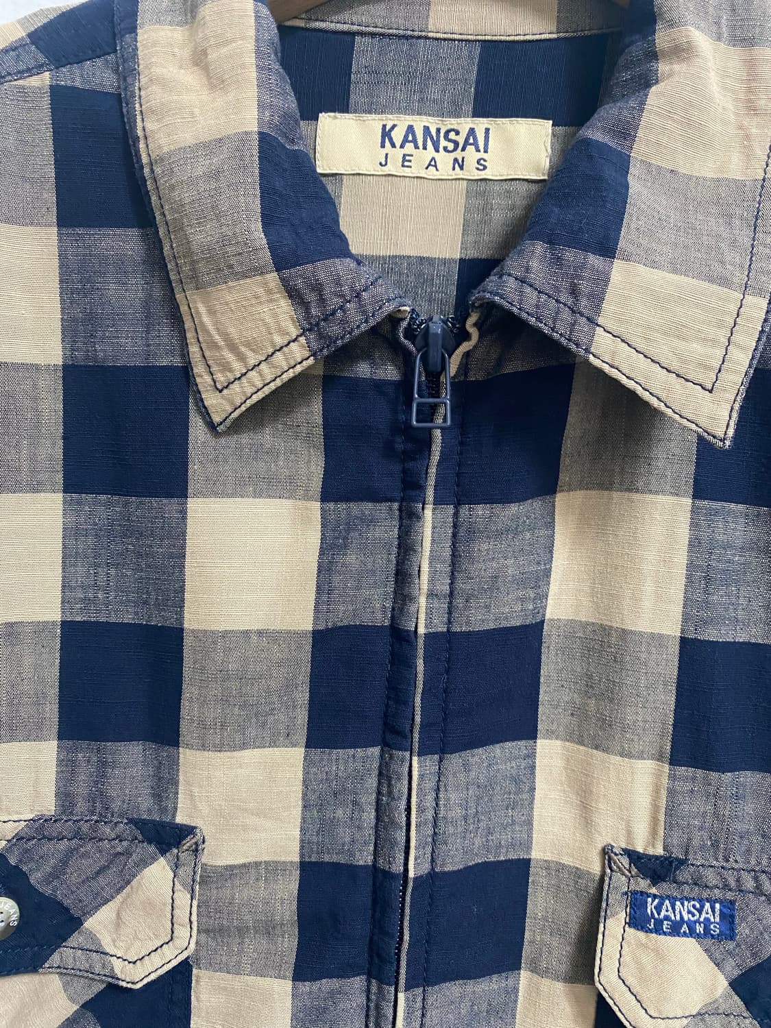 KANSAI jeans 체크 투포켓 집업 반팔셔츠 상품이미지4