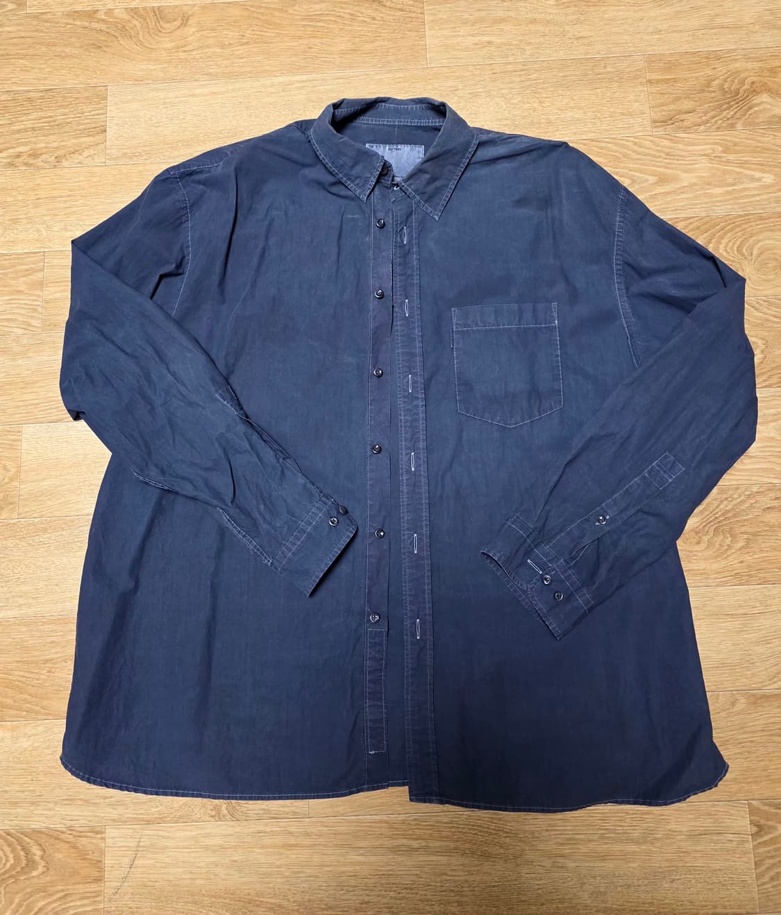 포터리 가먼트다이드 셔츠 다크 블루 2사이즈 상품이미지3