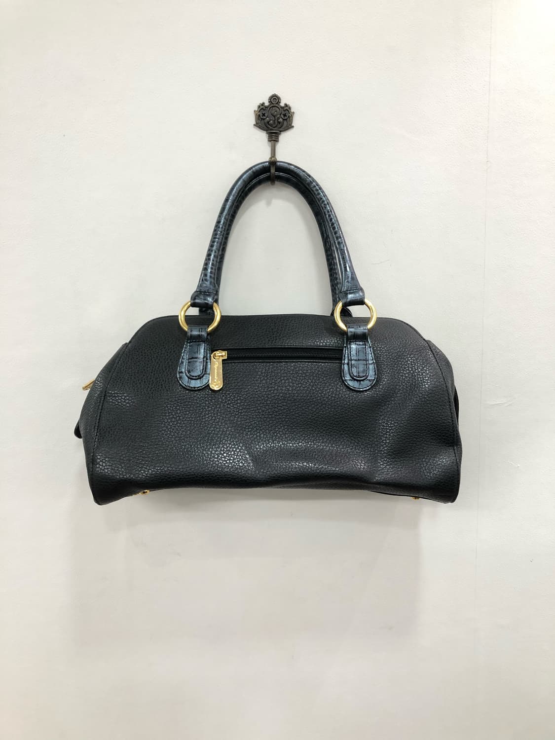 navy croc contrast black tote bag 상품이미지5