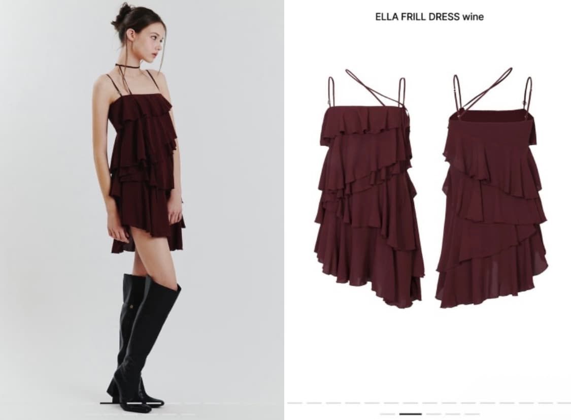 페인오어플레져) Ella Frill Dress Wine M 상품이미지1