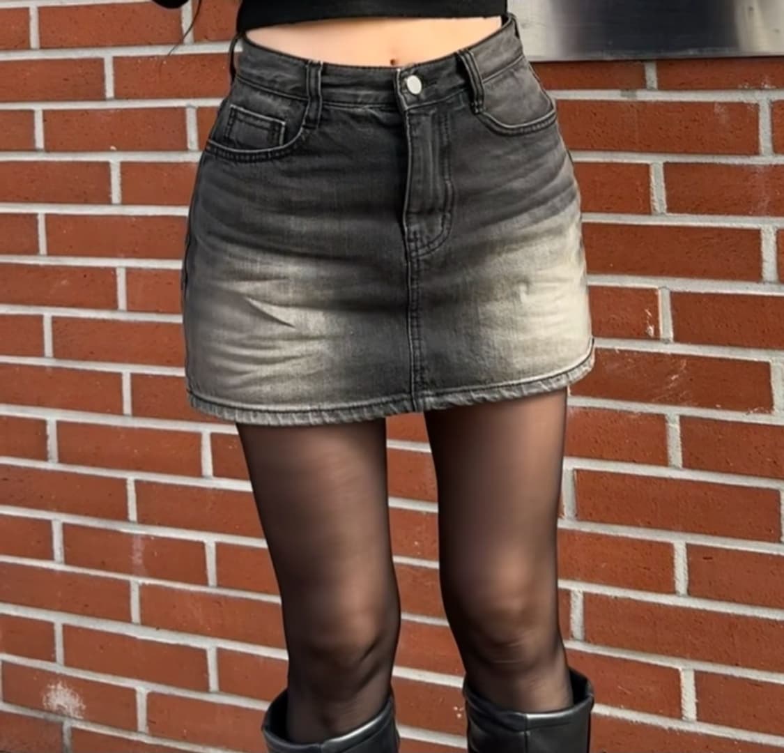 카인다미 골반볼륨업 흑청 하이웨스트 치마바지 상품이미지5
