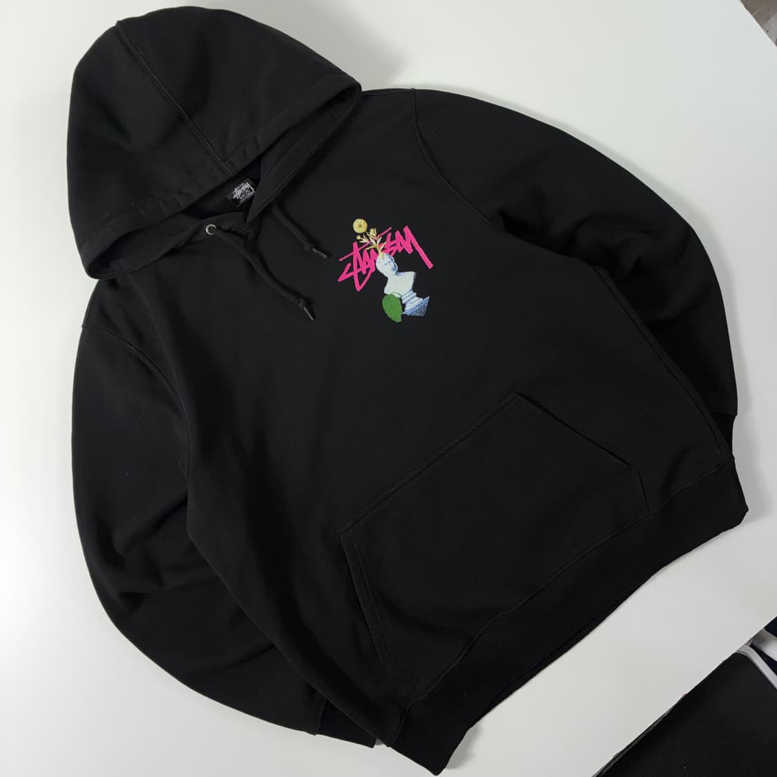 Stussy  스투시 코튼 사이키델릭 블랙 후드티  상품이미지4