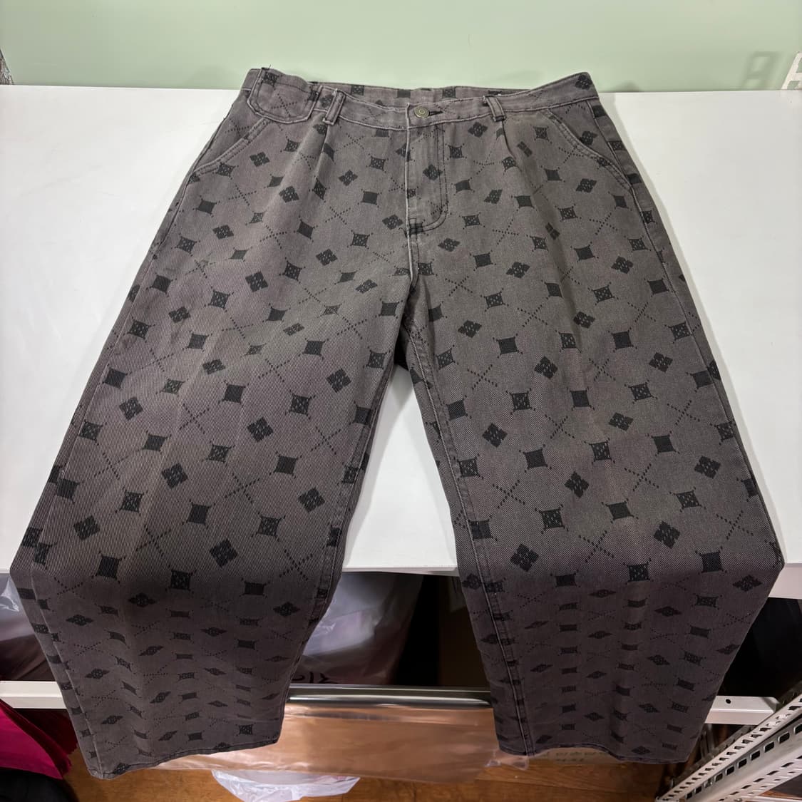 S 어널로이드 세미와이드 아가일 흑청 데님팬츠 상품이미지3