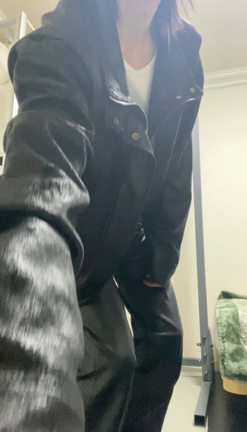 high neck leather jacket 상품이미지4