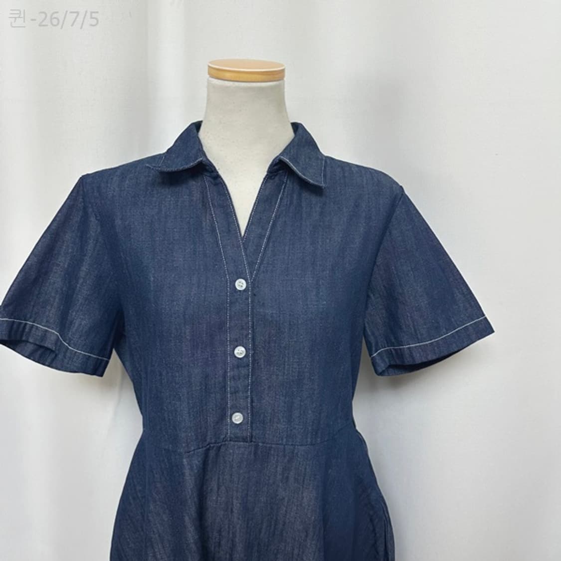 RAY 보세 여자 데님 반팔 허리밴딩 원피스 FREE 상품이미지2