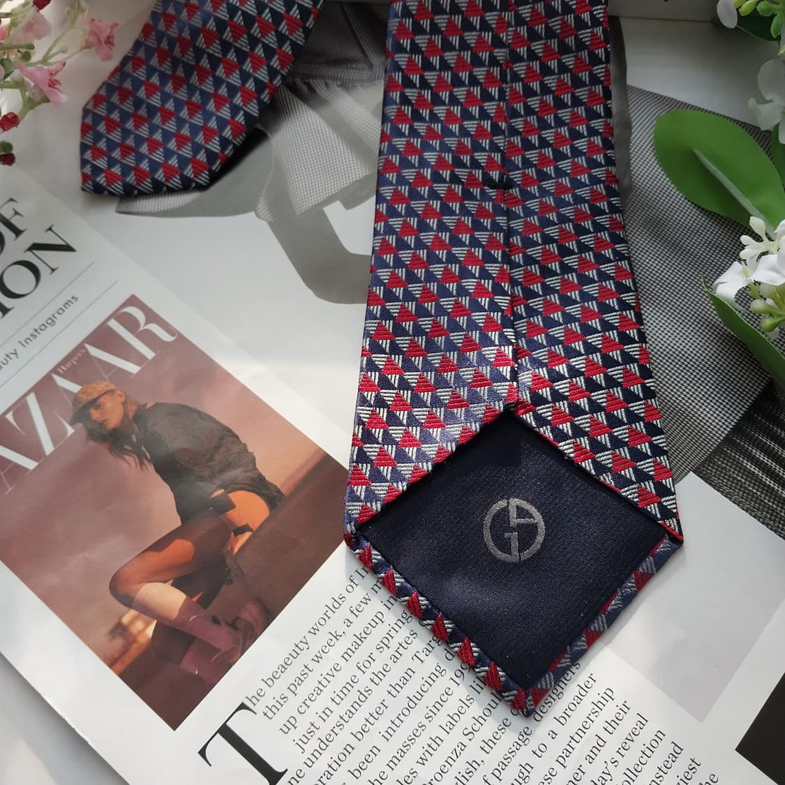 조르지오 아르마니 실크 네이비 패턴 넥타이 8.6cm A+등급 K1688 상품이미지9