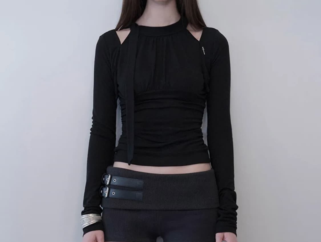 데니오 레이어드 스카프 셔링탑 상품이미지1