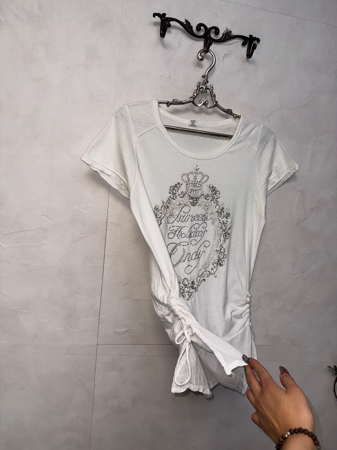 White side shirring y2k half t 상품이미지2