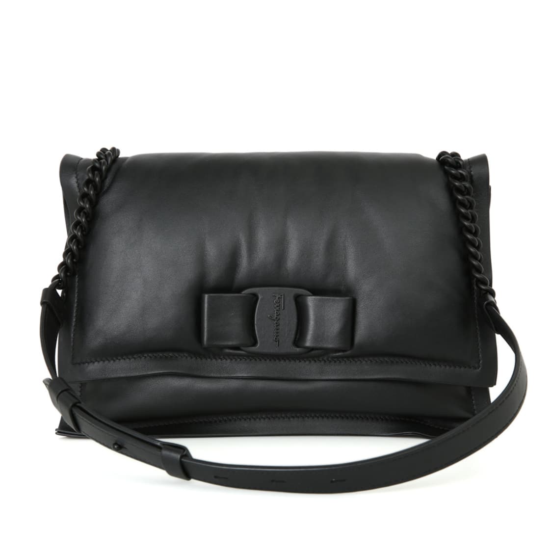 페라가모 비바 패딩 블랙 리본 바라 체인 숄더백 21I287 크로스 상품이미지6