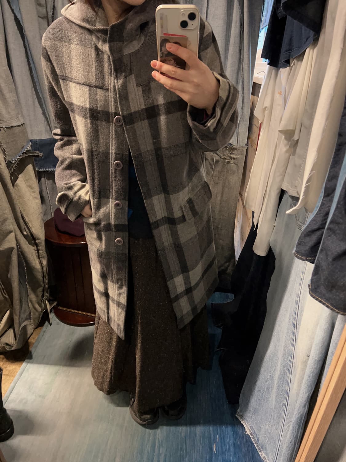 44-66 ) JPN Hooded Check Single Coat 상품이미지2