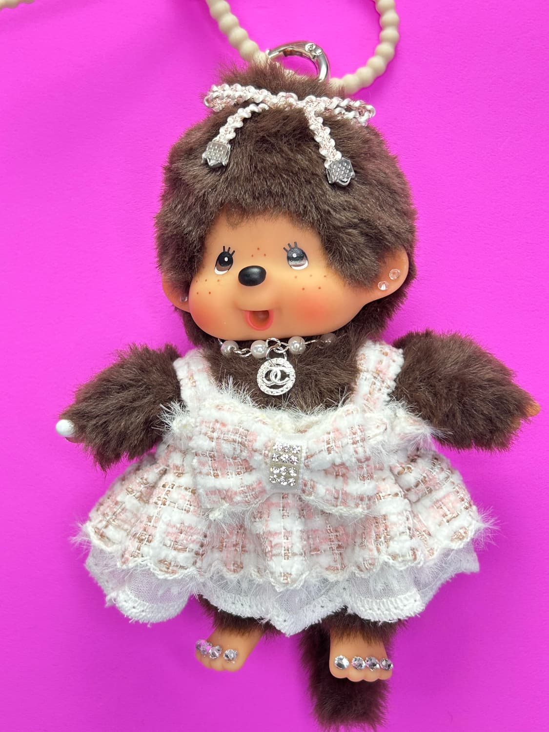 🤍정품 몬치치 커스텀 키링 – 핑크 트위드 에디션 상품이미지2