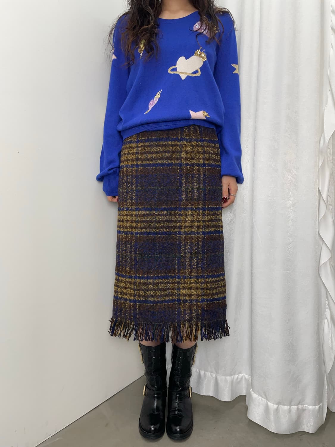 vintage 울 프린지 스커트 상품이미지1