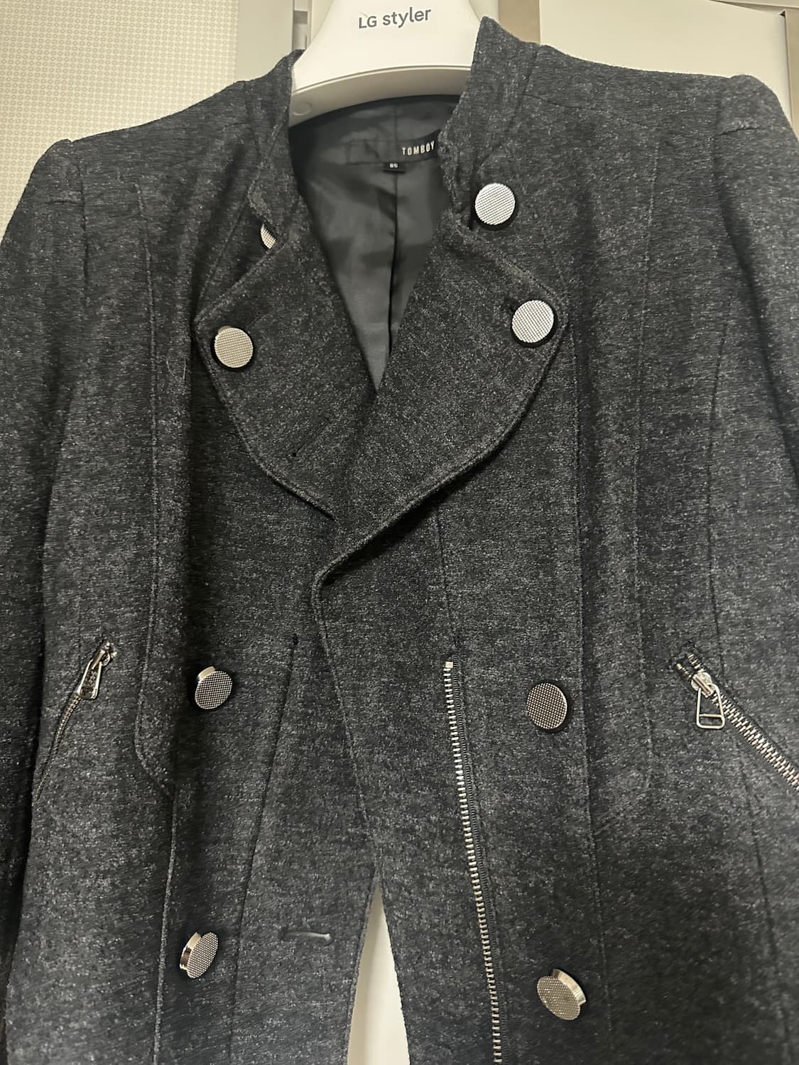 톰보이 여성 그레이 울 혼방 라이더 자켓 55 상품이미지2