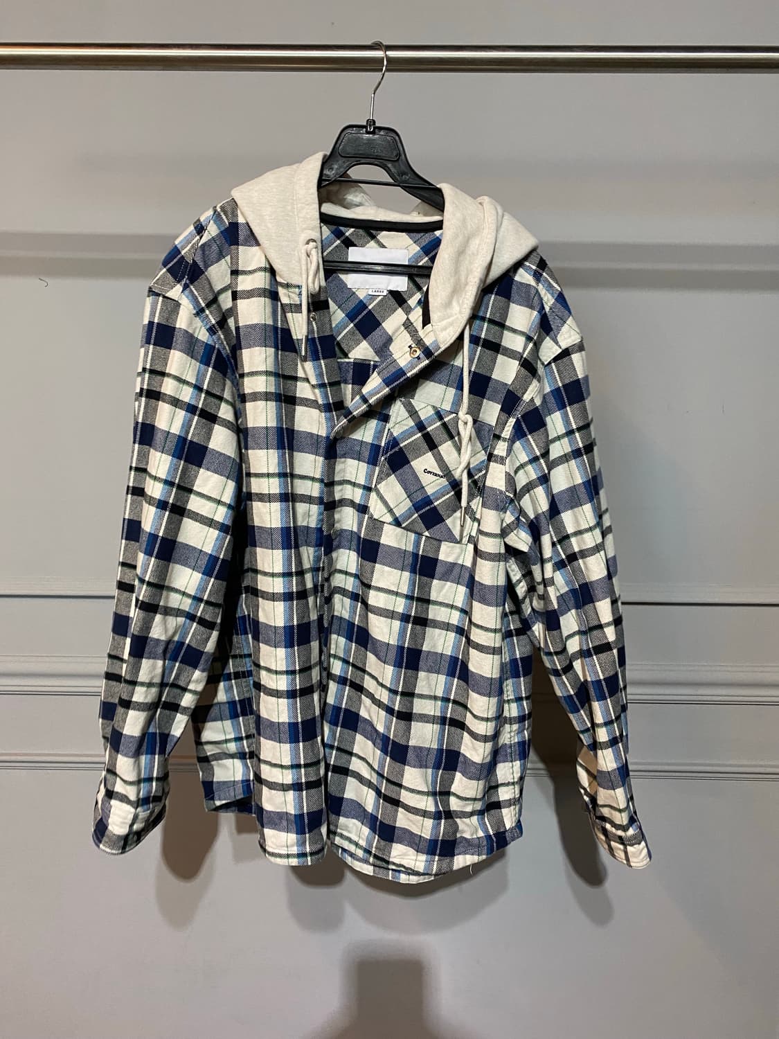 커버낫 후드 체크 셔츠 남방 L 상품이미지1