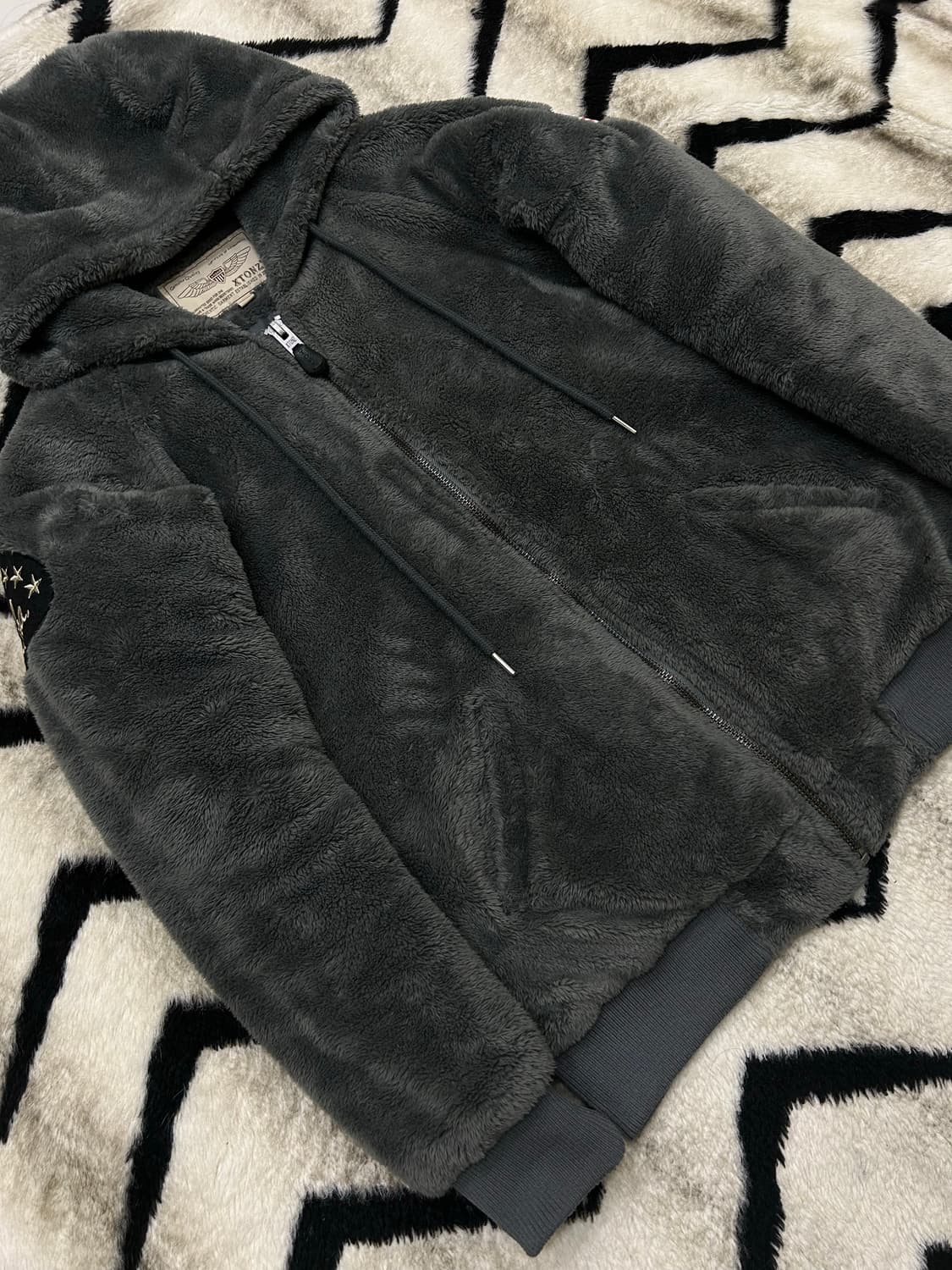 [M]엑스톤즈 XJ3 오버핏 후드 퍼 자켓/그레이 상품이미지1