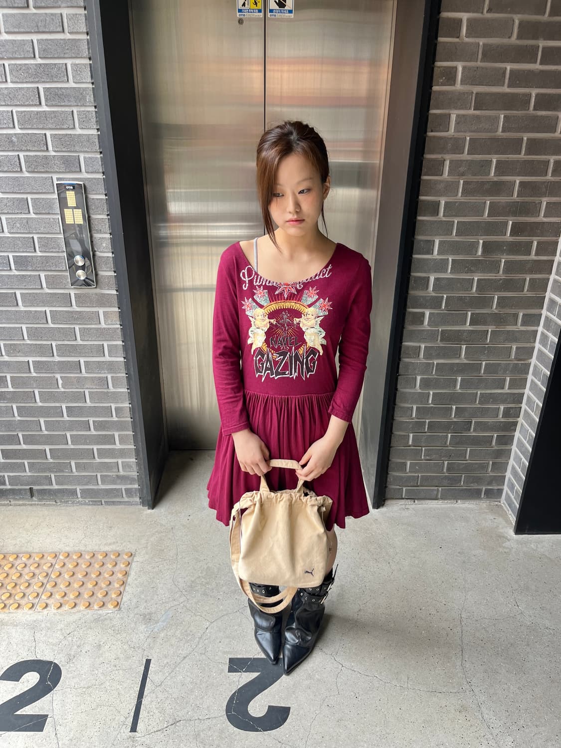 Jouetie 앤젤 코튼 원피스 버건디 상품이미지1