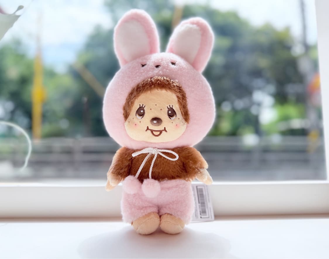 일본 핑크 토끼옷을 입은 몬치치 인형 38cm 상품이미지2