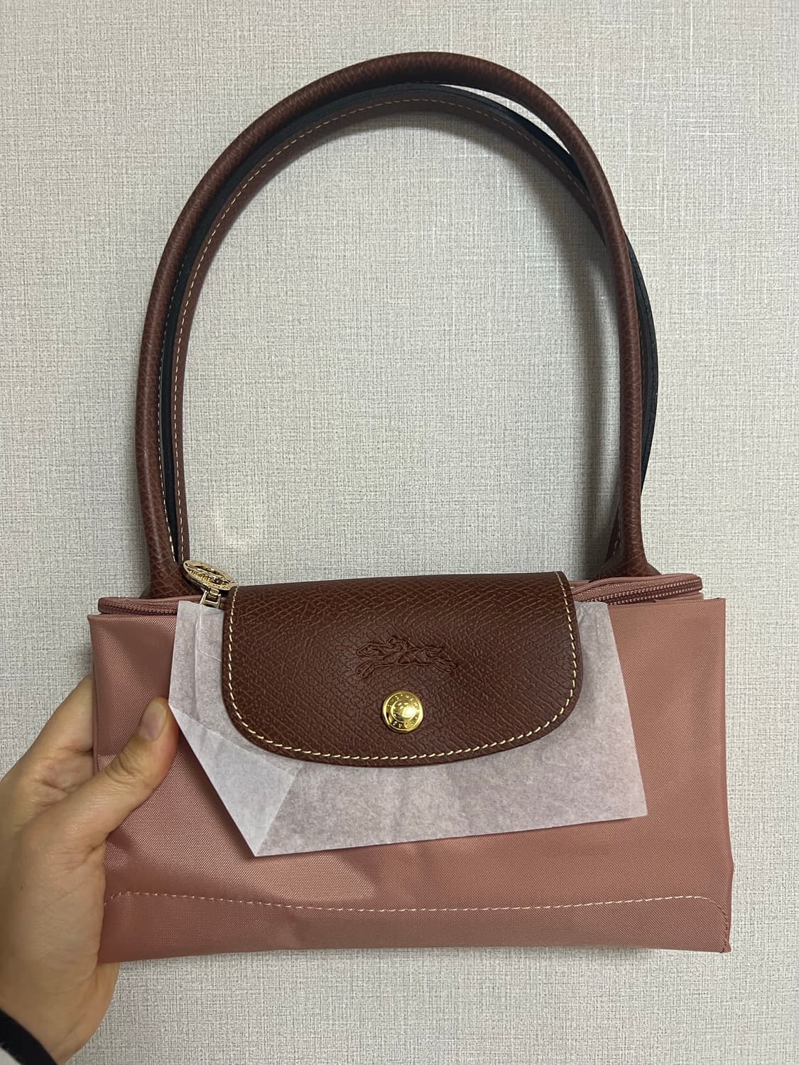 롱샴 르 플리아쥬 오리지널 숄더백 M 핑크티 컬러 상품이미지1