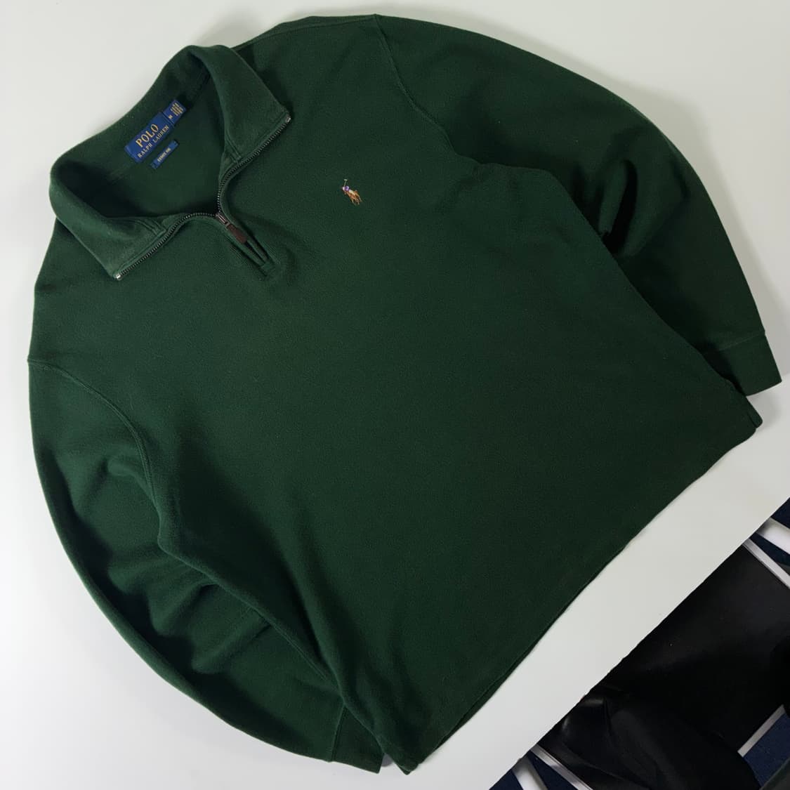 Polo  폴로 랄프로렌 자수 코튼 에스테이트립 그린 반집업 니트  상품이미지2