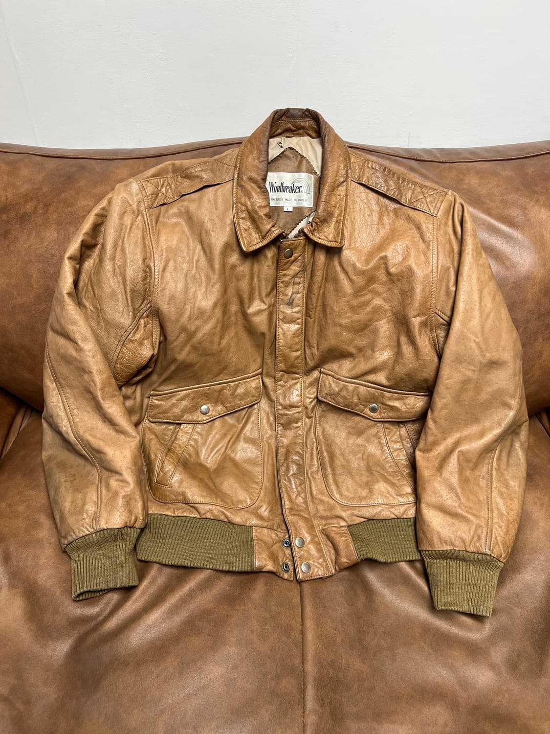 [L] Windbreaker 빈티지 리얼레더 A2 플라이트 자켓 브라운 상품이미지1