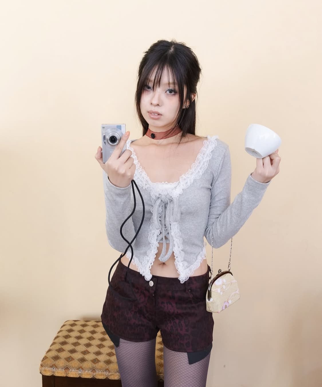 sheismiae 쉬이즈미애 Corset crop top (Gray) 상품이미지1