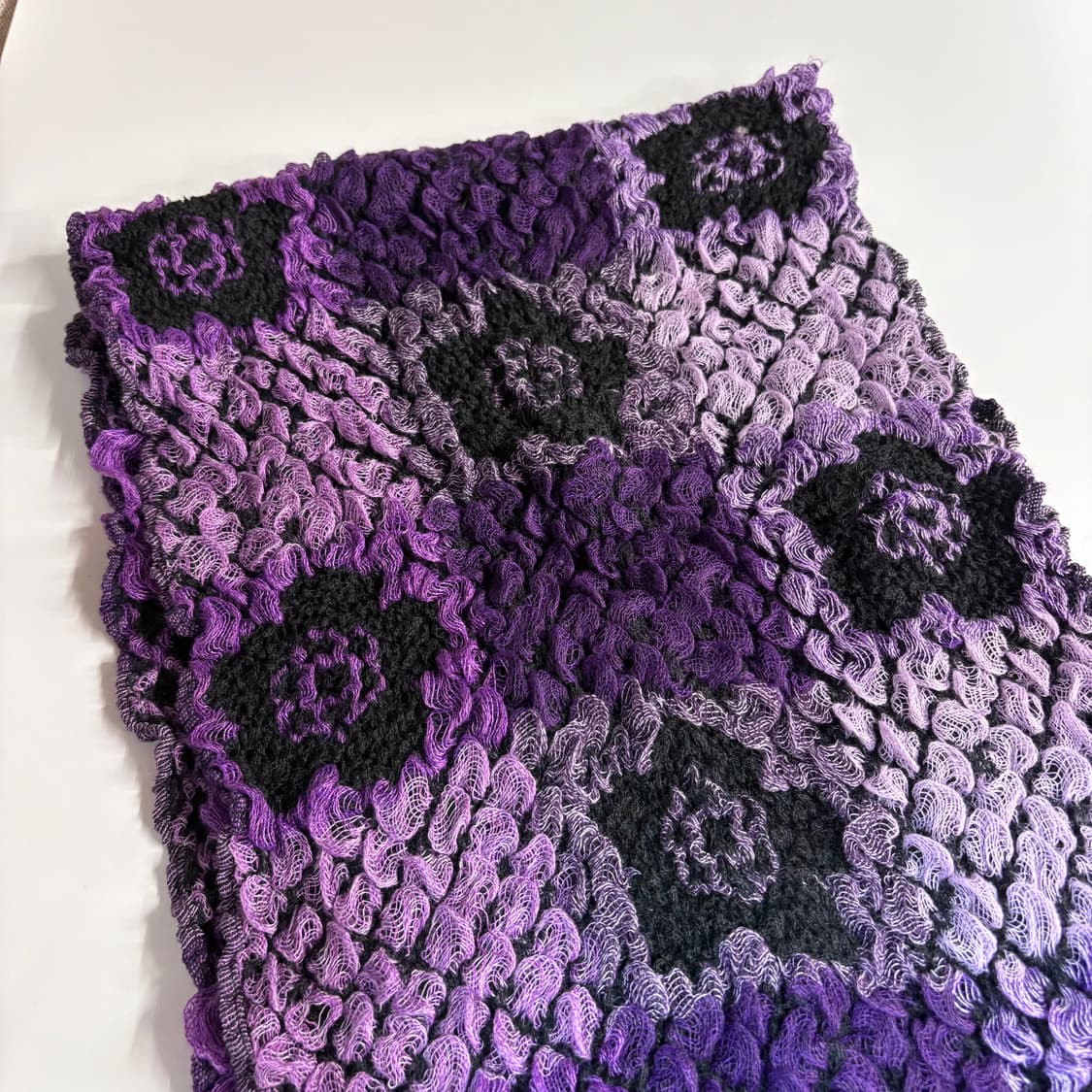 퍼플 그런지 플라워 롱 머플러  상품이미지3