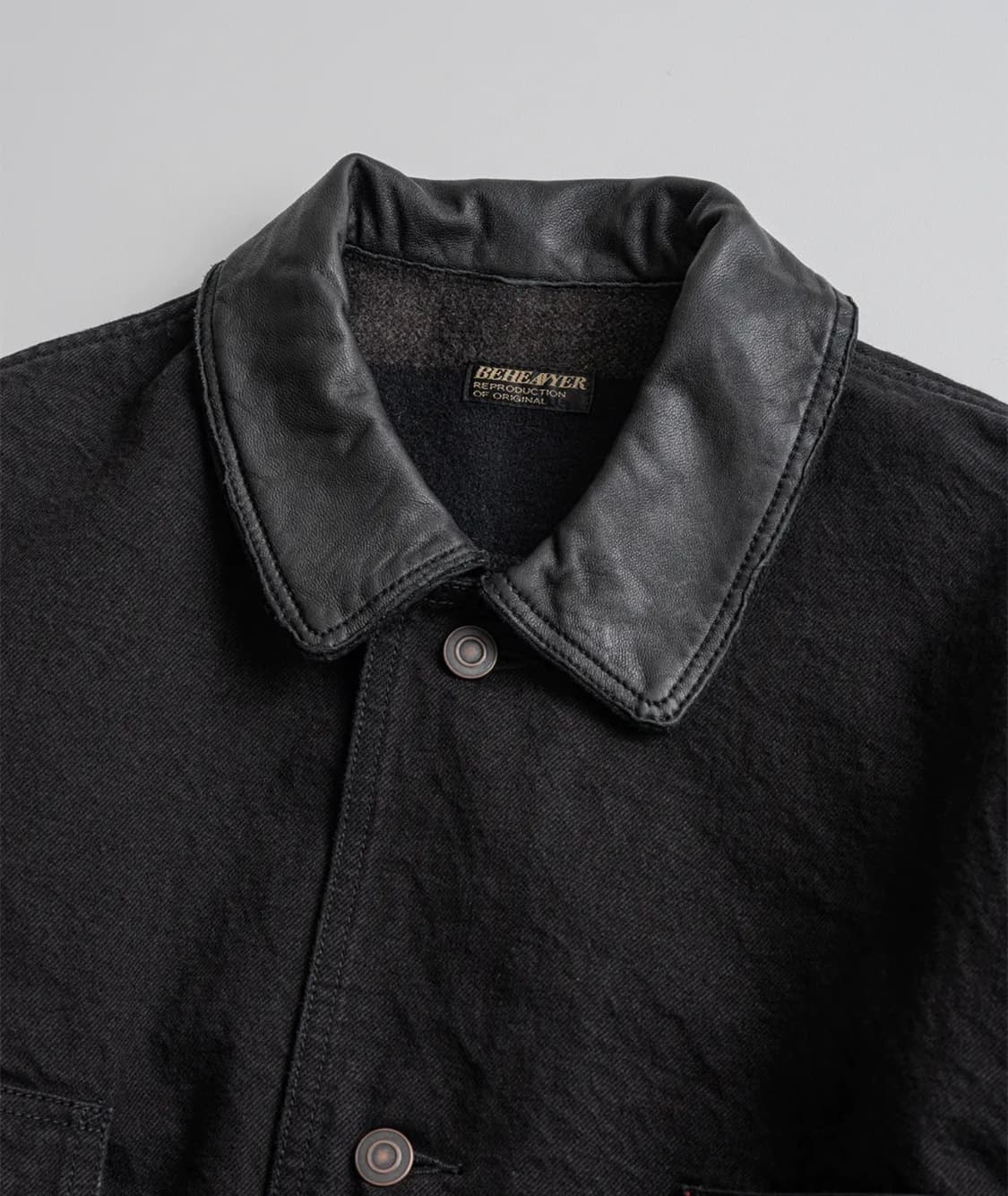 WASHED LEATHER COLLAR COVERALL JACKET 상품이미지5