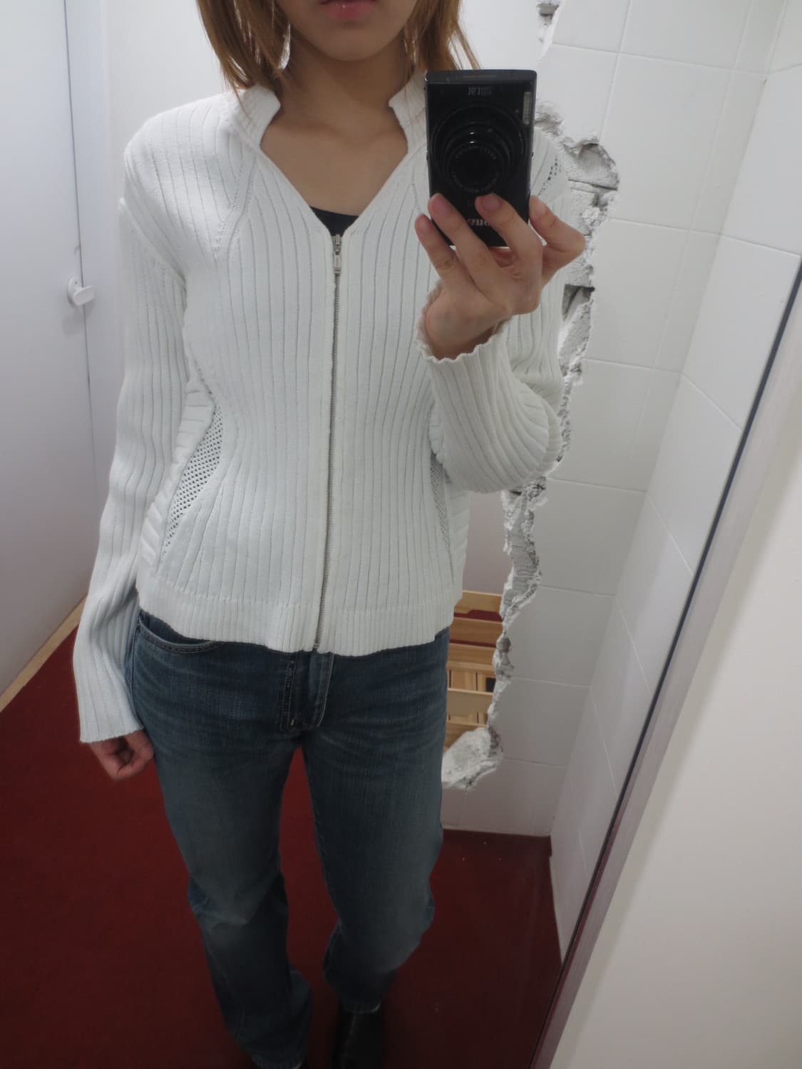 히로코 비스 화이트 니트 집업  상품이미지6