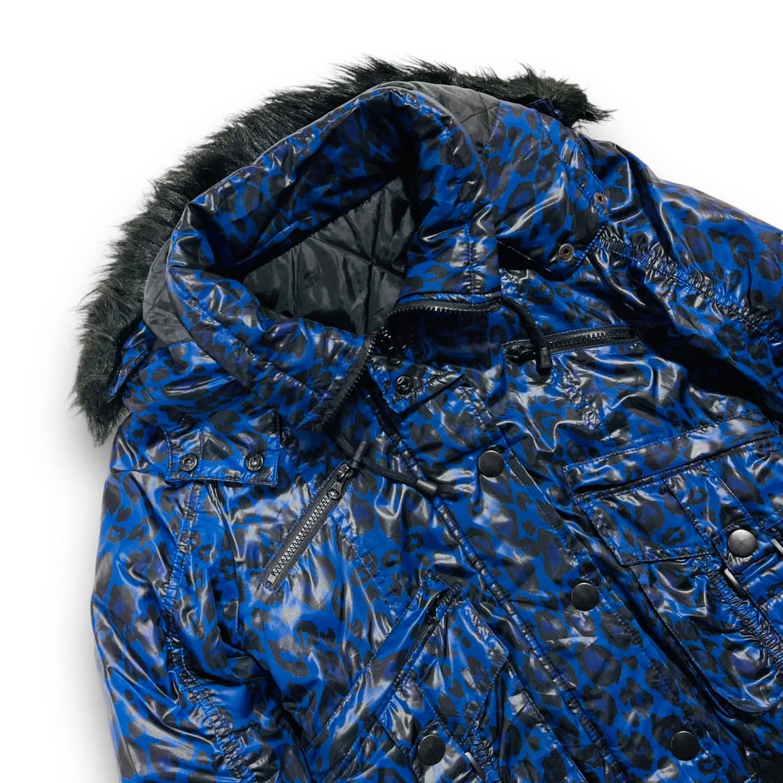 펑크 Grazie y2k 아티 블루 레오파드 후디 패딩 자켓 상품이미지4