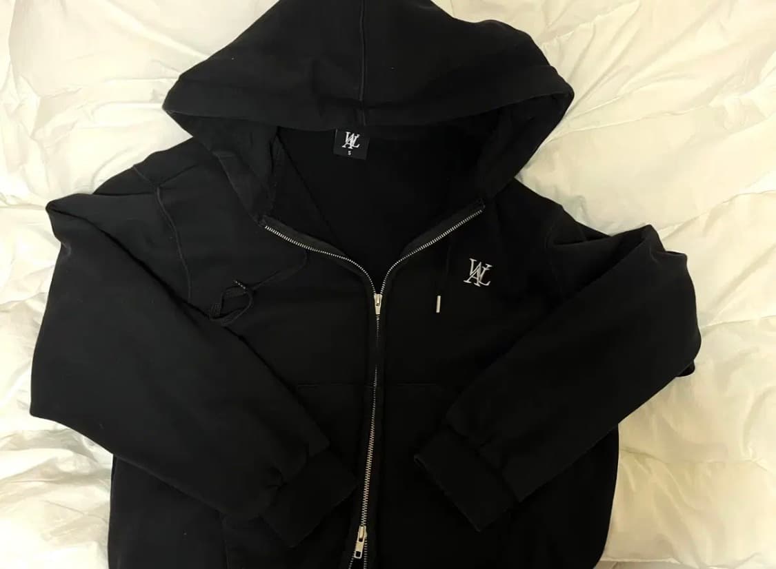 (🚨원가 50% 가격) 우알롱 시그니처 후드집업 블랙 상품이미지3