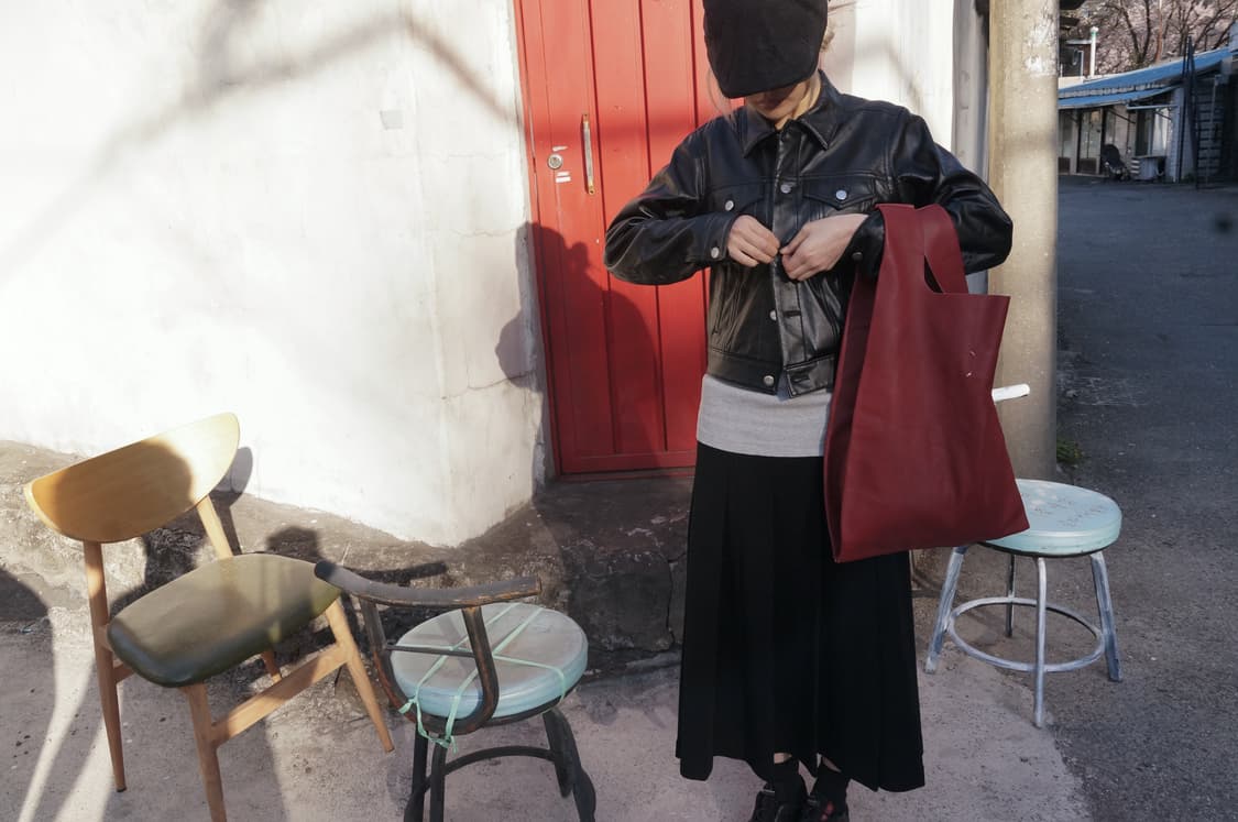 꼼데가르송 블랙 레더 자켓 상품이미지2