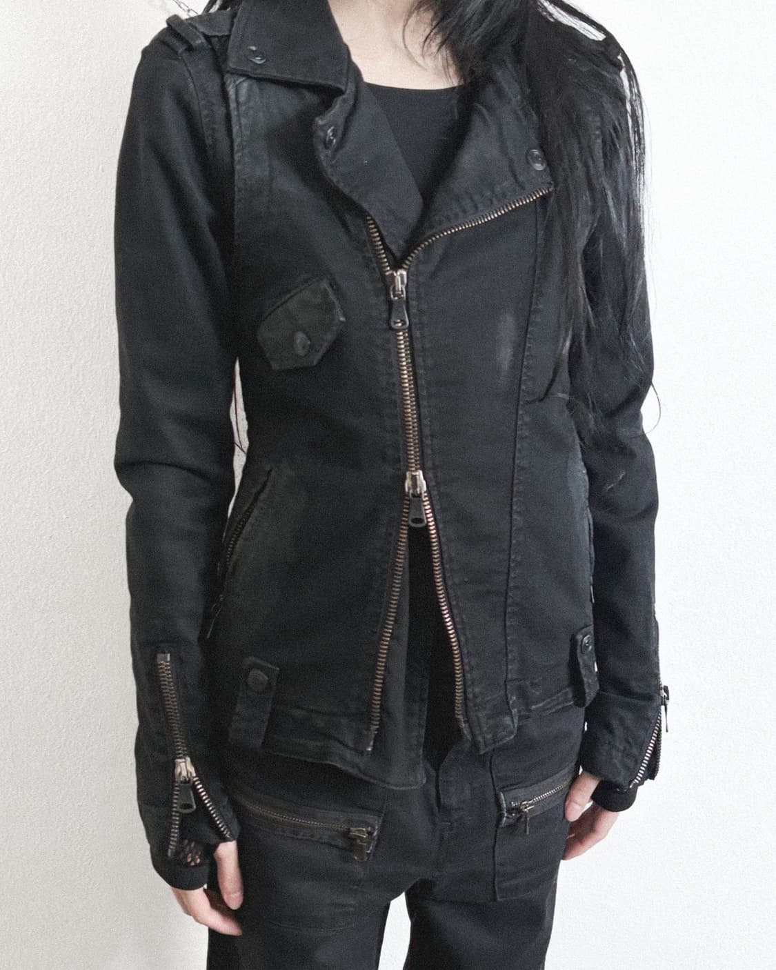 피에르발망 14SS 왁스코팅 멀티지퍼 바이커자켓 상품이미지1