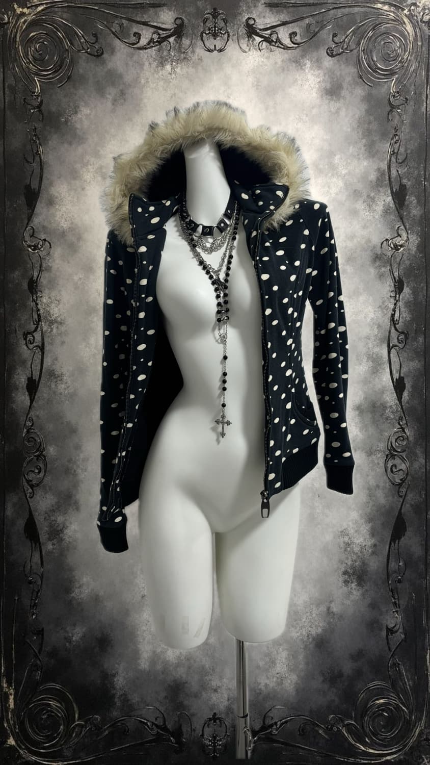 Dot Navy Fur Zip-Up 상품이미지4