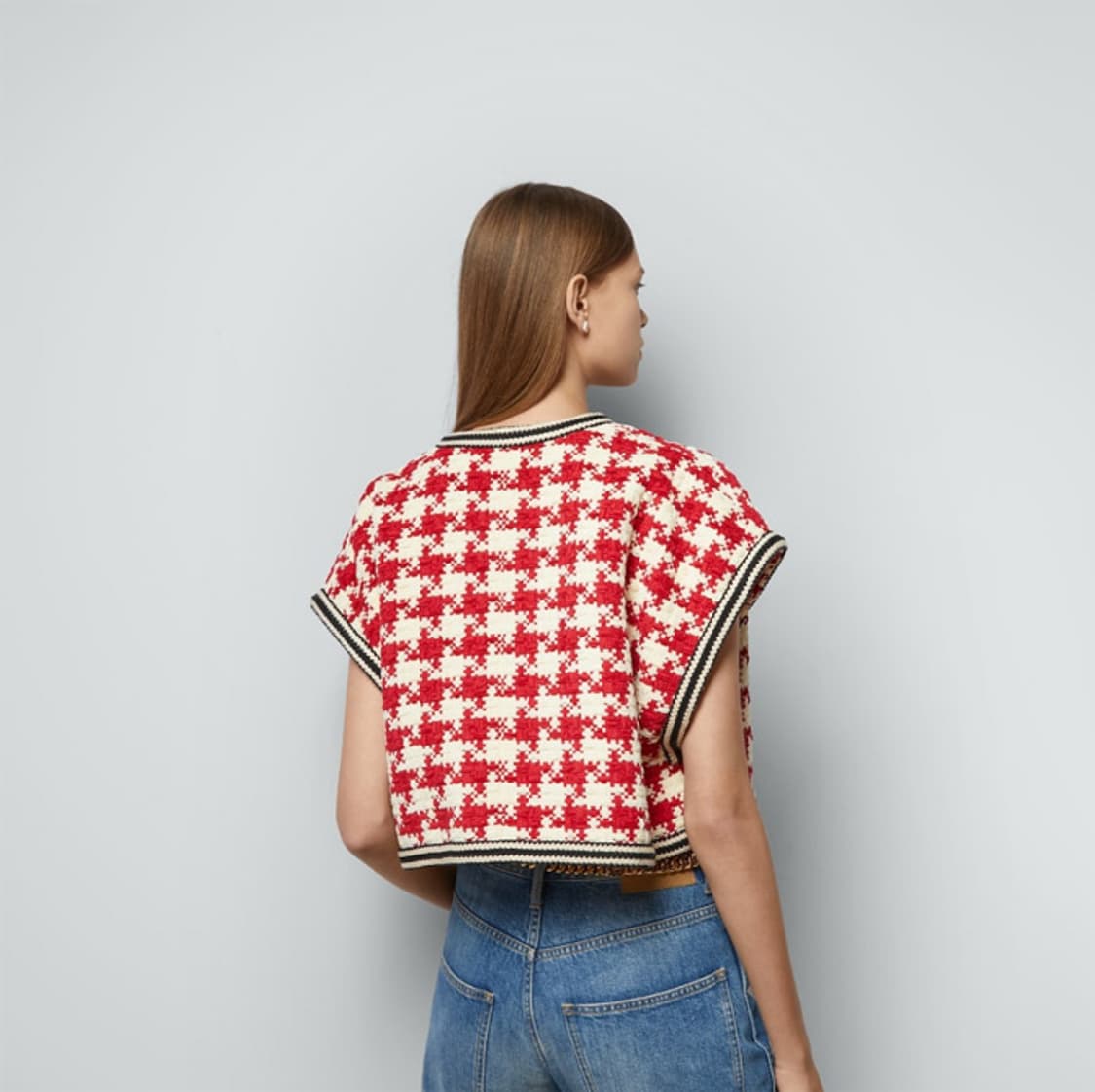구찌 24SS 하운드투스 트위드 크롭 베스트 상품이미지2