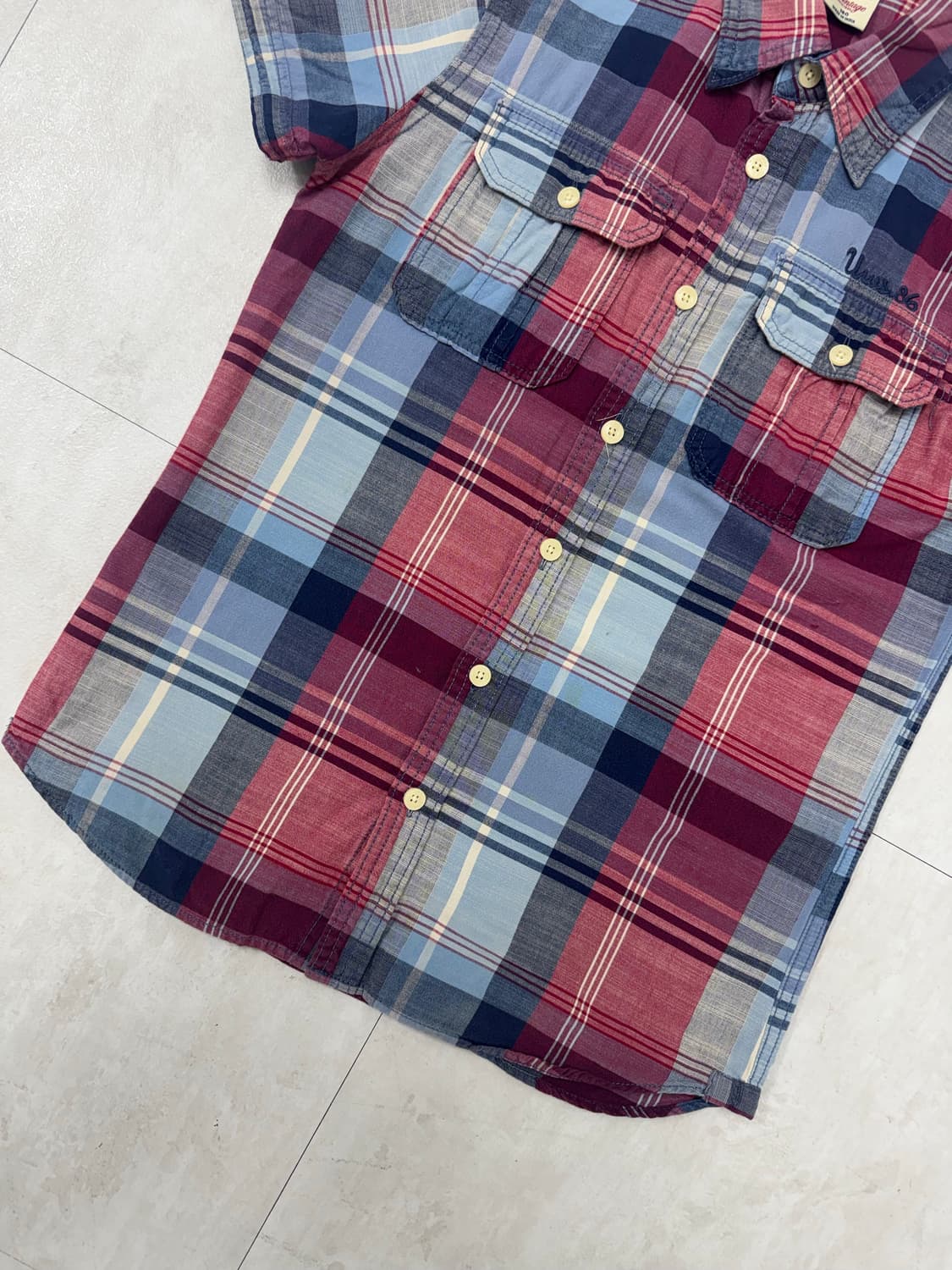 •Vintage  언더우드 슬림핏 체크반팔셔츠 상품이미지3