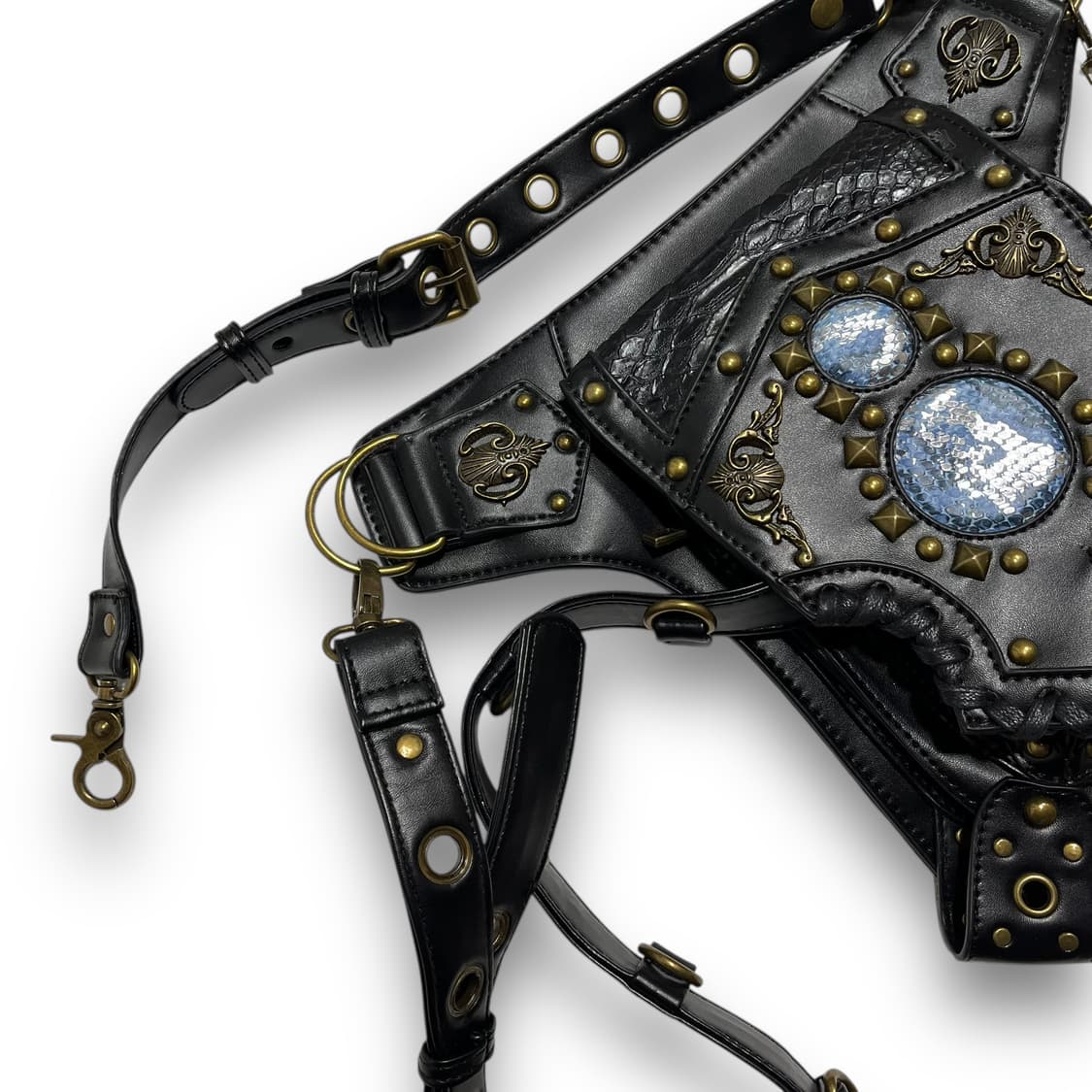 무장전선 모드 스네이크 스팀 펑크 리벳 체인 스터드 와싯 백 상품이미지4