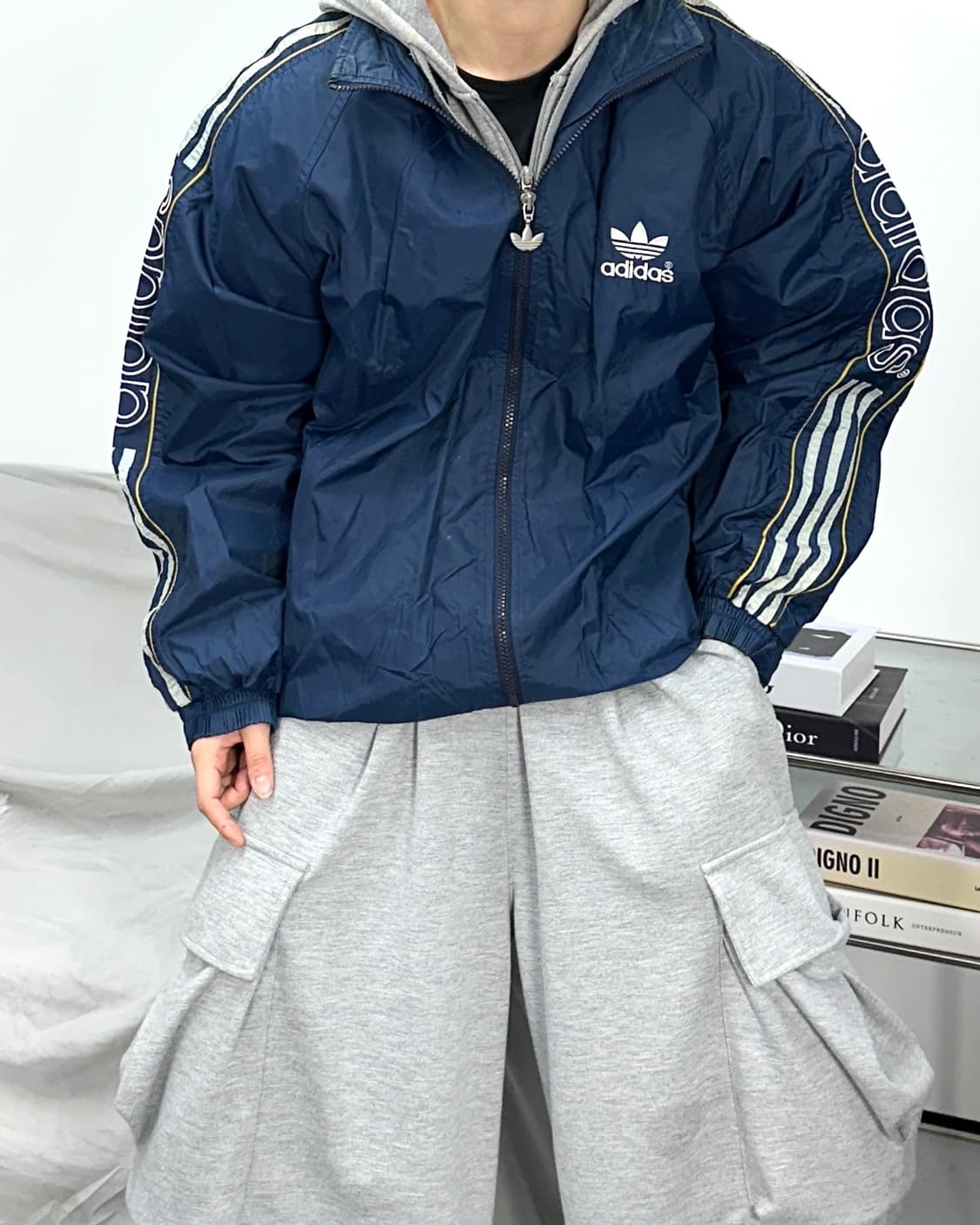 아디다스 90s 빅로고 올드스쿨 바람막이 XL 상품이미지2