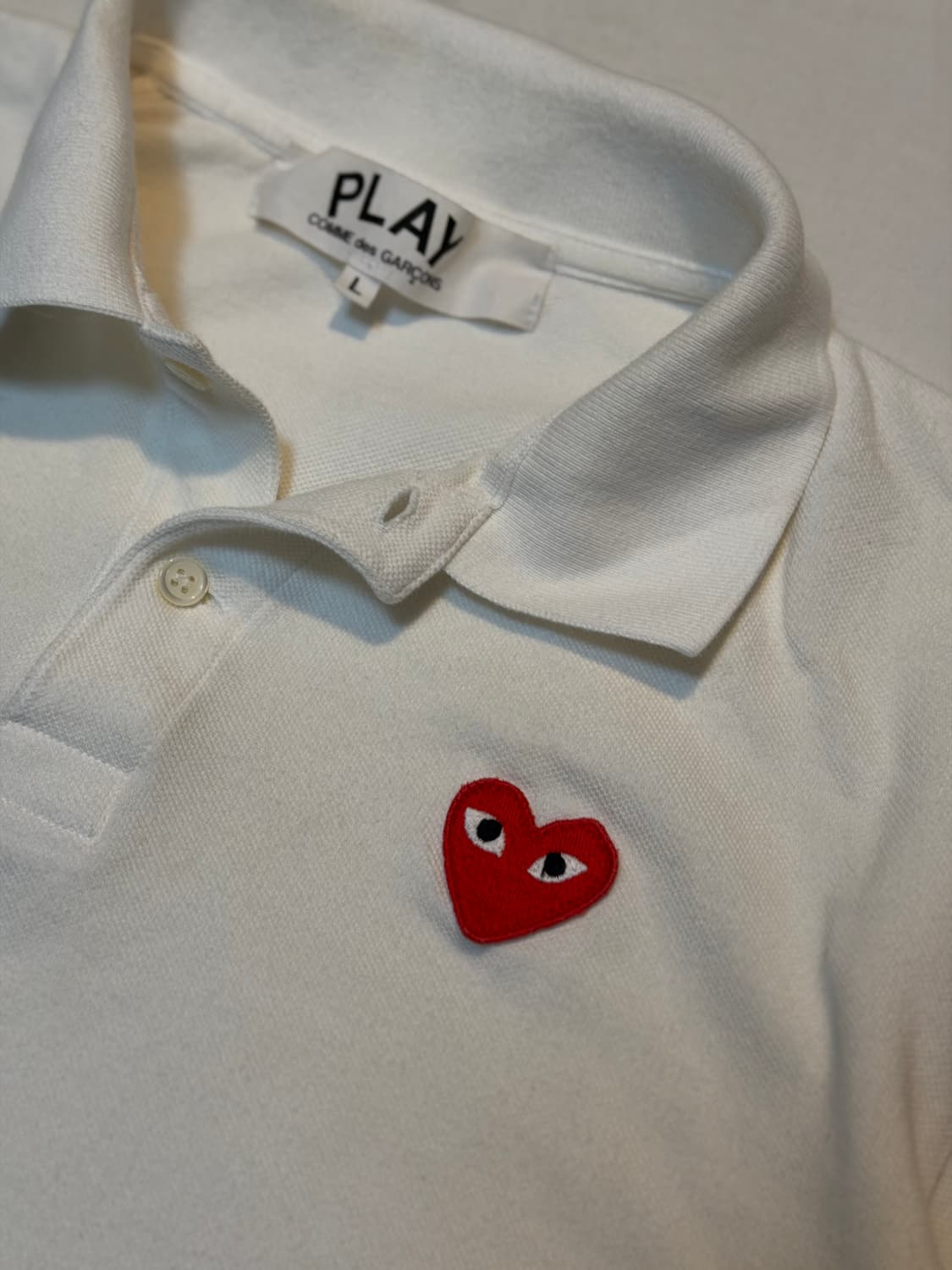 꼼데가르송 플레이 반팔 카라티 화이트 상품이미지2